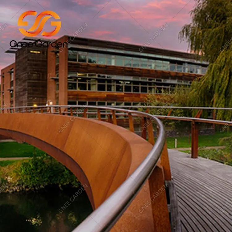 Corten Steel Výkonný kovový zahradní most