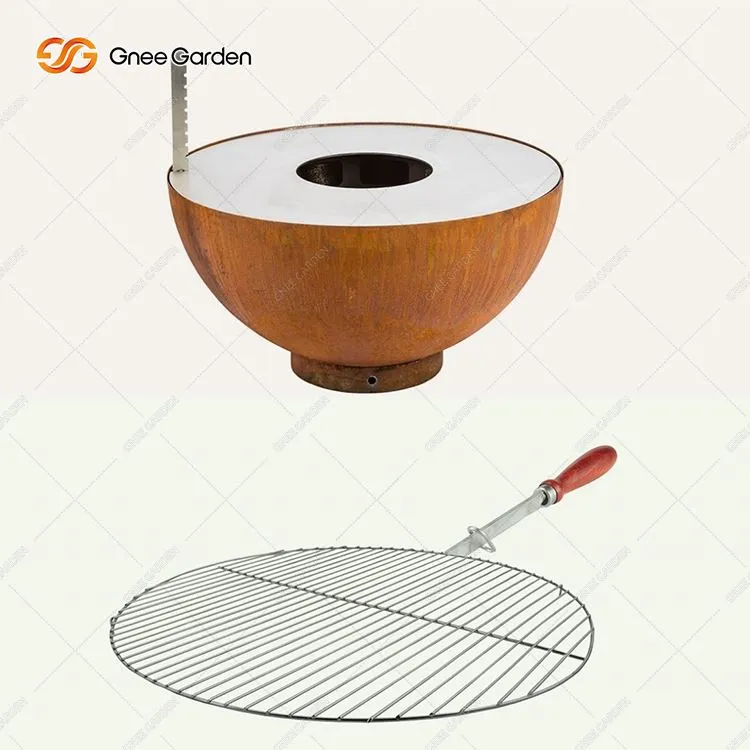 Kulatý gril na dřevěné uhlí Corten Steel