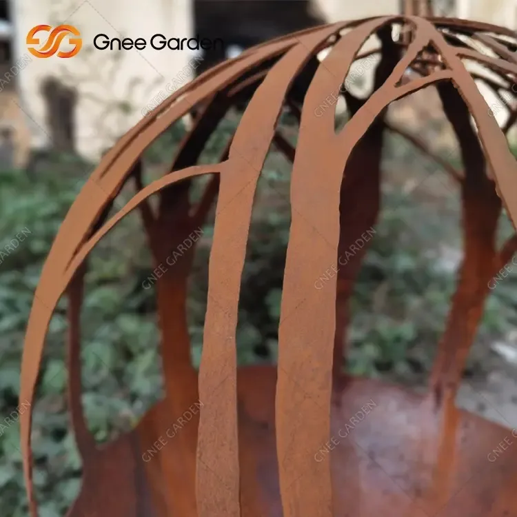 Elegantní ohnivá koule Corten pro výzdobu terasy