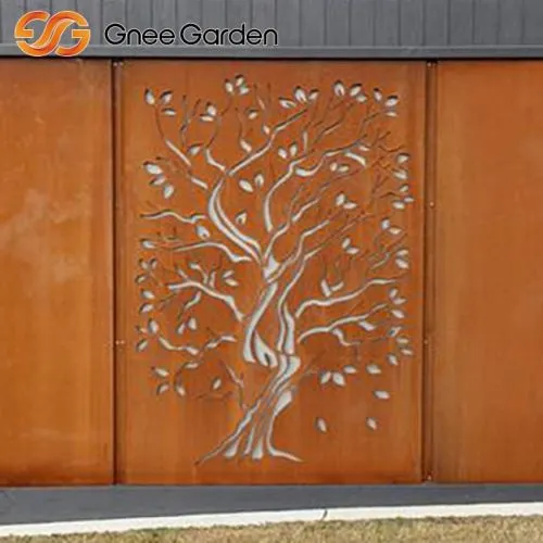 Průmyslový styl Corten Steel Tree Artwork Garden Divider Screen