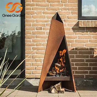 Volně stojící krb z oceli Corten